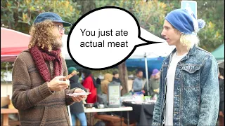 Serving Meat At A Vegan Thanksgiving - Prank