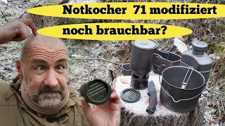 Notkocher 71 der schweizer Armee etwas modifiziert / Warum ein Spirituskocher und kein Gaskocher?