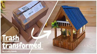 Build a stunning house from recycled materials | Cardboard craft idea | Crafty hands