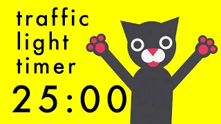 25 Minute Timer - Colour Change Traffic Light Cats Clock