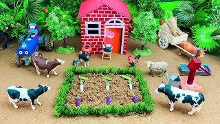 Diy Mini Farm With Farm House,Tractor, Ox Cart, Mini Hand Pump, Vegetable Garden