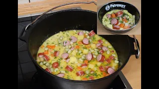 Kartoffelsuppe mit Dicke Bohnen und Mettenden nach Großmutters Art