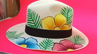 Tutorial  SOMBREROS con flores pintadas