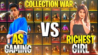 As Gaming Vs Richest Girl Collection War 😍 Free Fire Best Collection War - Garena Free Fire