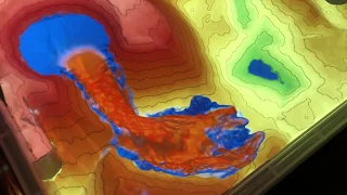 Modified Augmented Reality sandbox showing erosion - SARndbox