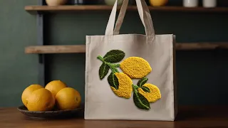 DIY Punch Needle Tote Bag Tutorial For Beginners | Lemon Design | ASMR