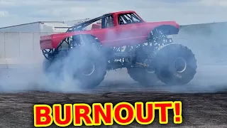 Monster Truck Burnout on $12,000 Tires