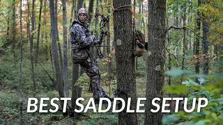 DETAILED SADDLE HUNTING SET UP * Climbing Stick Trick  *