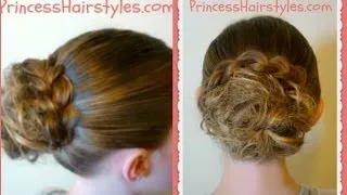 Braid Wrapped Messy Bun, Easy Hairstyle