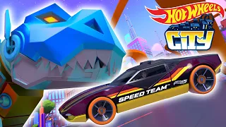 Quinn Builds the T-Rex Transporter for the Team! + More Cartoons for Kids | Hot Wheels