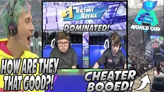 Ninja SHOCKED After Mongraal & Aydan DOMINATE The Fortnite World Cup Duo Finals! Cheater BOOED!