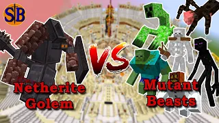 Netherite Golem (Golemania) vs mutant Beasts | Minecraft Mob Battle