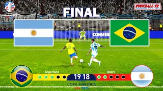 ARGENTINA vs BRAZIL - Penalty Shootout 2024 | Copa America Final | Messi vs Vinicius | PES Gameplay