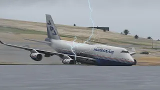 Boeing 747 Runway Overrun Due To Bad Weather |Xplane11