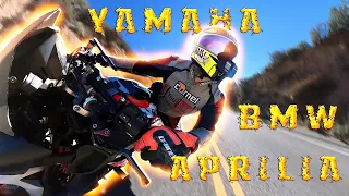 Валим по каньонам! Yamaha vs bmw vs Aprilia