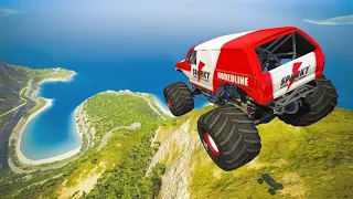 Monster Truck stunts, high jump, crashes, fails - BeamNG.Drive Game
