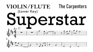 SUPERSTAR (The Carpenters) Violin Flute Sheet Music Backing Track Partitura