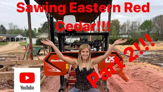 Milling BEAUTIFUL Eastern Red Cedar with a WOODMIZER Sawmill!!! (Pt 2)