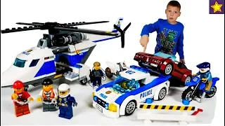 Полицейская погоня LEGO City с вертолетом и машинками Ловим преступников Video for kids