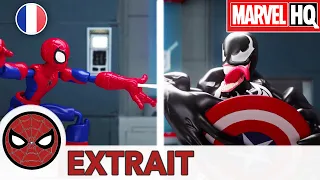 Hasbro Marvel Bend and Flex | Spidey et Cap Nab coincent Venom le voleur de bouclier ! | EXTRAIT #2