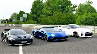 Forza 7 Drag race: Lamborghini Aventador (937hp) vs McLaren P1 vs Nissan GTR (900hp)