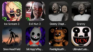 Ice Scream 3, Evil Nun 2, Granny Chapter Two, Granny, Siren Head Field, Mr Hopp's Playhouse 2, FNAF