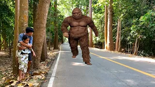 Big yeti monster in forest in real life
