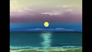 #388 How to paint a moon lit beach scene/ You can do it