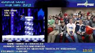 Sonic 3 & Knuckles - Speed Run in 0:45:46 by werster and mike89 at AGDQ 2013 [Genesis]