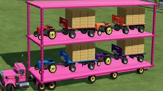 Transport of Colors ! Mini Loader Tractor Transport to Garege with Big Loader! FS22