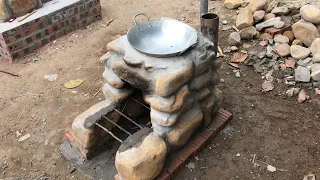 Building Outdoor wood stove With Stone // How To Build A Traditional wood stove