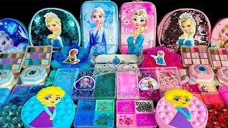 Mixing ELSA Eyeshadow and Makeup,parts,glitter Into Slime!  Satisfying Slime Mixing Video!