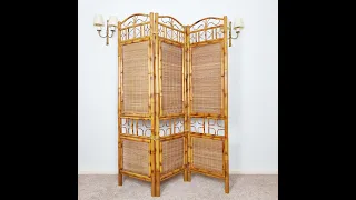 Vintage Boho Tiger  Bamboo Folding Room Divider Screen