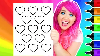 Coloring Rainbow Hearts ❤️ Coloring Page | Ohuhu Paint Markers