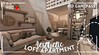 [ roblox bloxburg ] no gamepass aesthetic loft apartment | 35k! 🌿 ꒰ tour & build ꒱ - itapixca builds