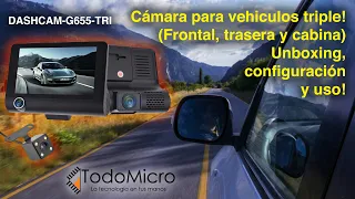 Cámara para vehículos triple G655-TRI: frontal, trasera y cabina. Unboxing, configuración y uso.