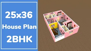 25x36 House Design 2BHK || 25x36 House Plan || 2 Bed Ghar Ka Naksha || 3D House Model