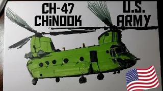 CH-47 Chinook drawing and colored