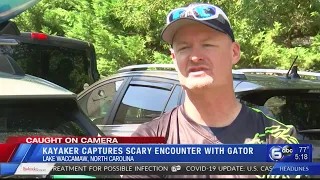 North Carolina Kayaker records scary encounter with alligator
