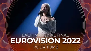 Each National Final | Eurovision 2022 | YOUR TOP 3