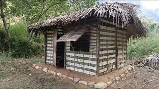 Primitive technology - Use the stone to make primitive hut, Made of bamboo (Part-2)
