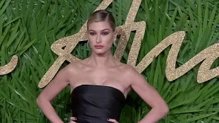 Hailey Baldwin on the red carpet for the The Fashion Awards 2017 in London