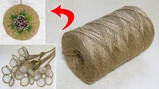 10 IDEAS crafts from JUTE. Do it yourself. Ideas for Christmas crafts.