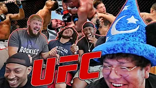 AMERICAN FOOTBALL PLAYERS REACT TO UFC BEST KNOCKOUTS