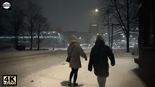 Snowstorm Walk at Night in Helsinki Finland ( 29 January 2022 )