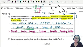 22.3a Ex1 MJ13 P42 Q7 Transition Diagram | A2 Quantum Physics | Cambridge A Level Physics