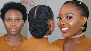 SIMPLE Protective Style | Slick Down 2 Cornrow Braids and Low Bun on Short 4C Natural Hair Tutorial