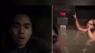 Man trapped in flooded elevator