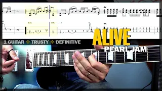 Alive | Guitar Cover Tab | Guitar Riff Lesson | Backing Track with Vocals 🎸 PEARL JAM