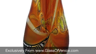 Battuto Murano Glass Vase   Amber